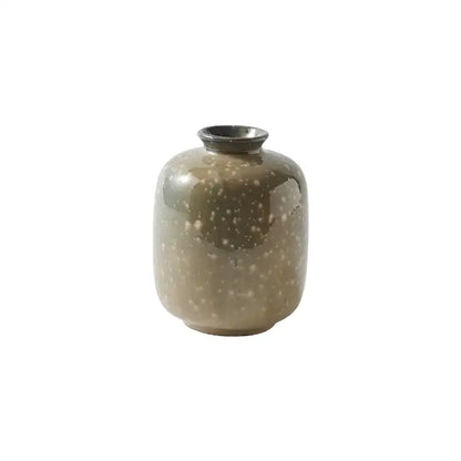 Glossy beige speckled decor ceramic vase living room berry accent