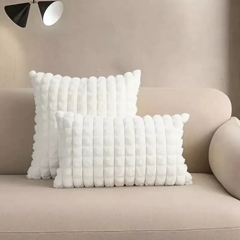 fluffy faux fur cushion cover living room cream & brown