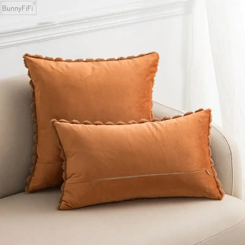fluffy faux fur cushion cover living room cream & brown