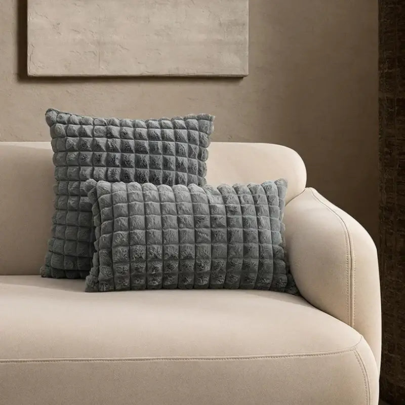 fluffy faux fur cushion cover living room cream & brown