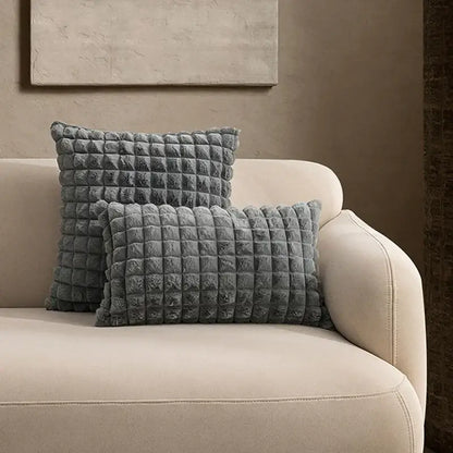 fluffy faux fur cushion cover living room cream & brown