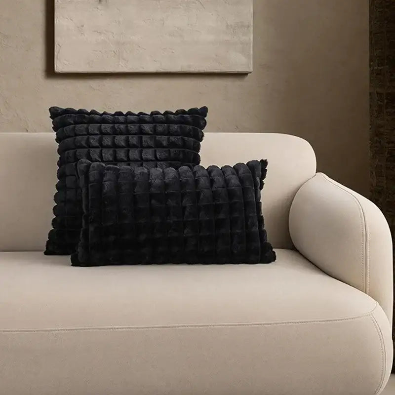 fluffy faux fur cushion cover living room cream & brown