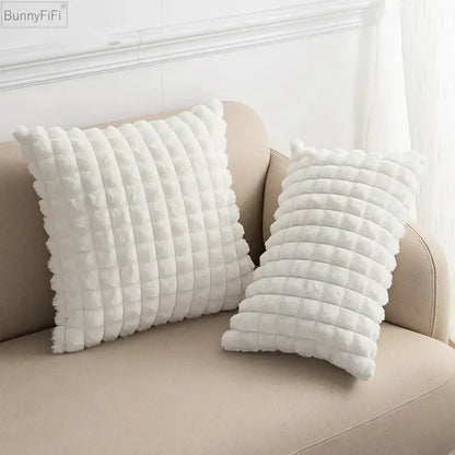 fluffy faux fur cushion cover living room cream & brown