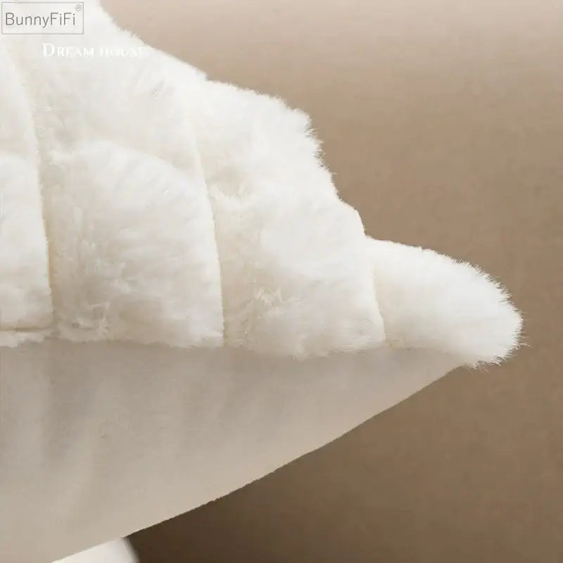 fluffy faux fur cushion cover living room cream & brown