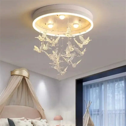 flying bird white crystal ceiling light for bedroom