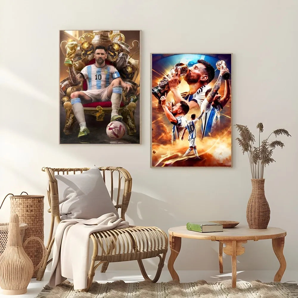 DecorBites™ Football Star M-Messi Poster for Home Decor