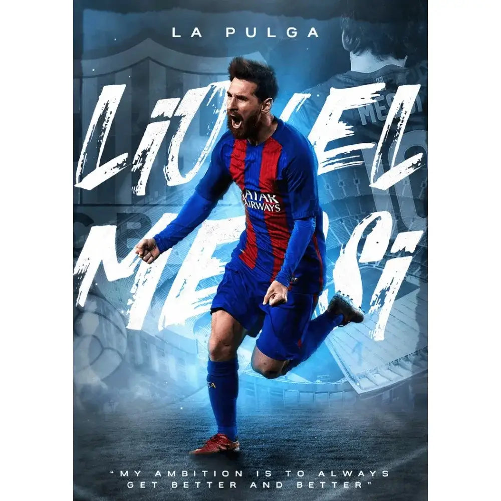 Framed football star m-messi poster golden trophy art bedroom decor