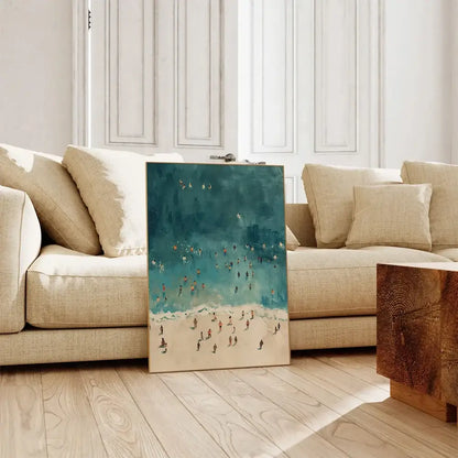 Framed summer people swimming beach wall art living room decor