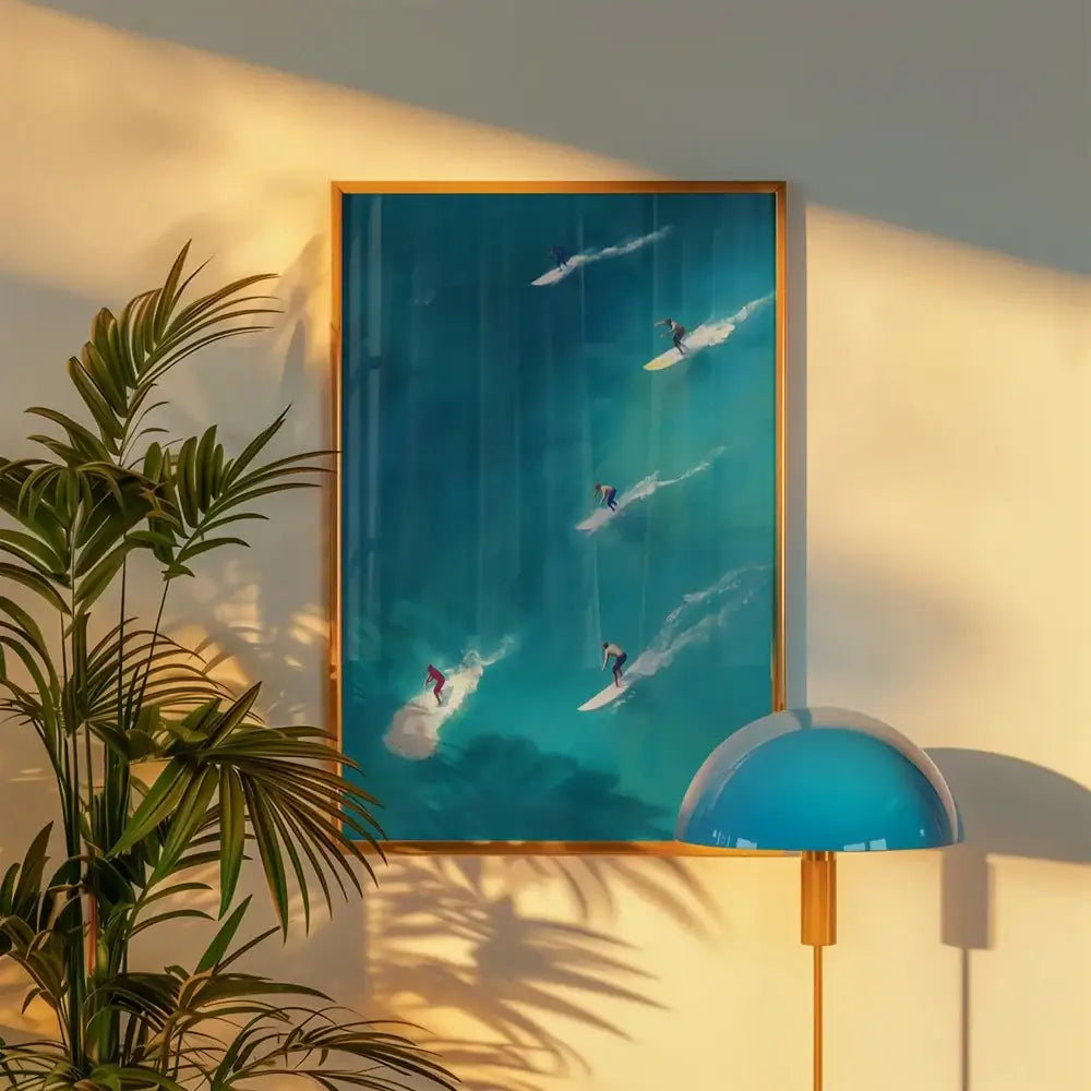 Framed summer people swimming beach wall art living room decor