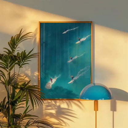 Framed summer people swimming beach wall art living room decor