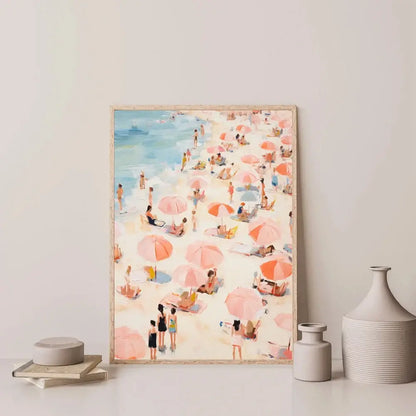 Framed summer people swimming beach wall art living room decor