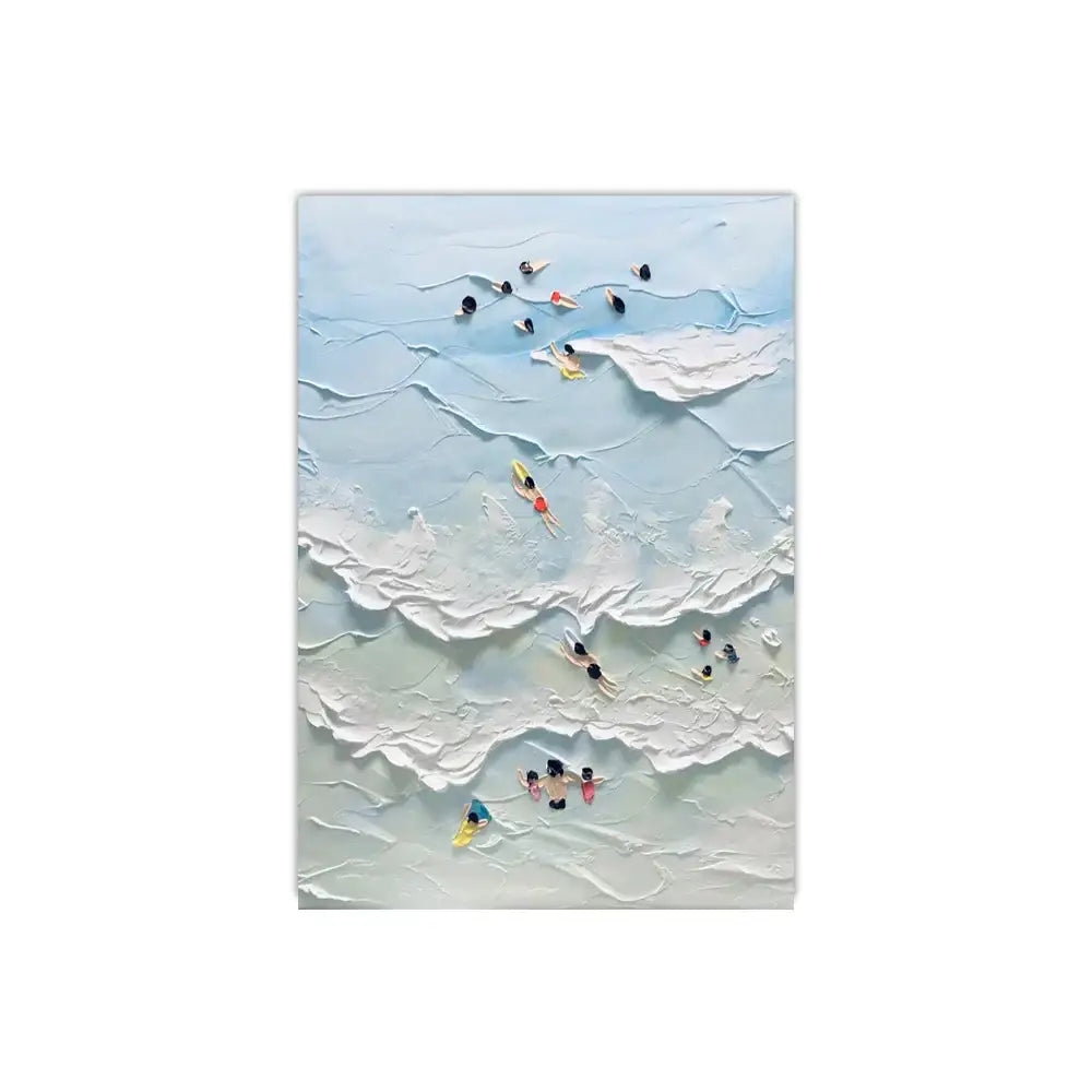 Framed summer people swimming beach wall art living room decor