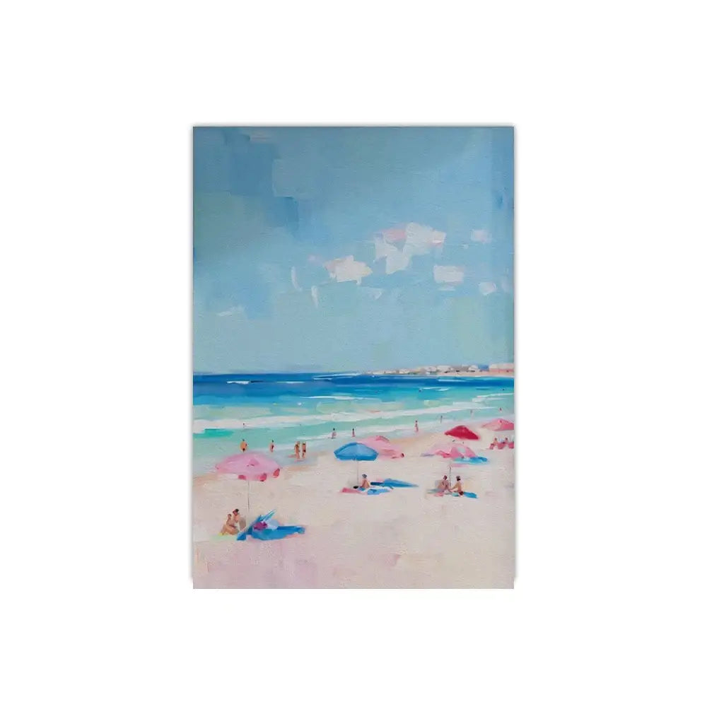 Framed summer people swimming beach wall art living room decor