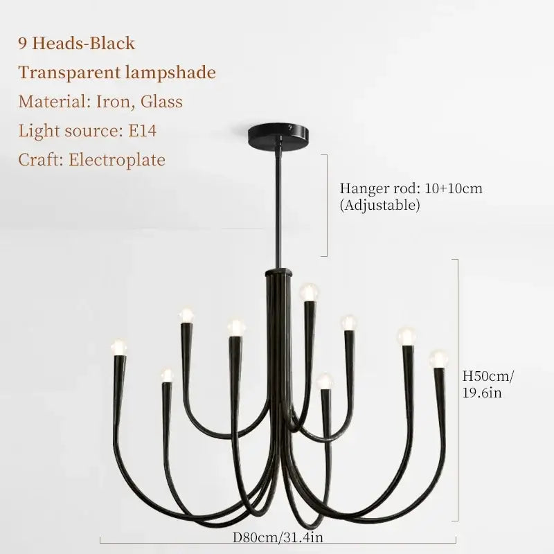 french candle led chandelier black & gold kitchen light