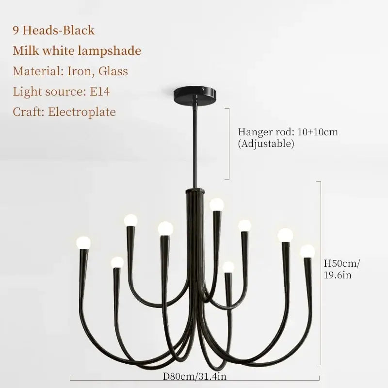 french candle led chandelier black & gold kitchen light