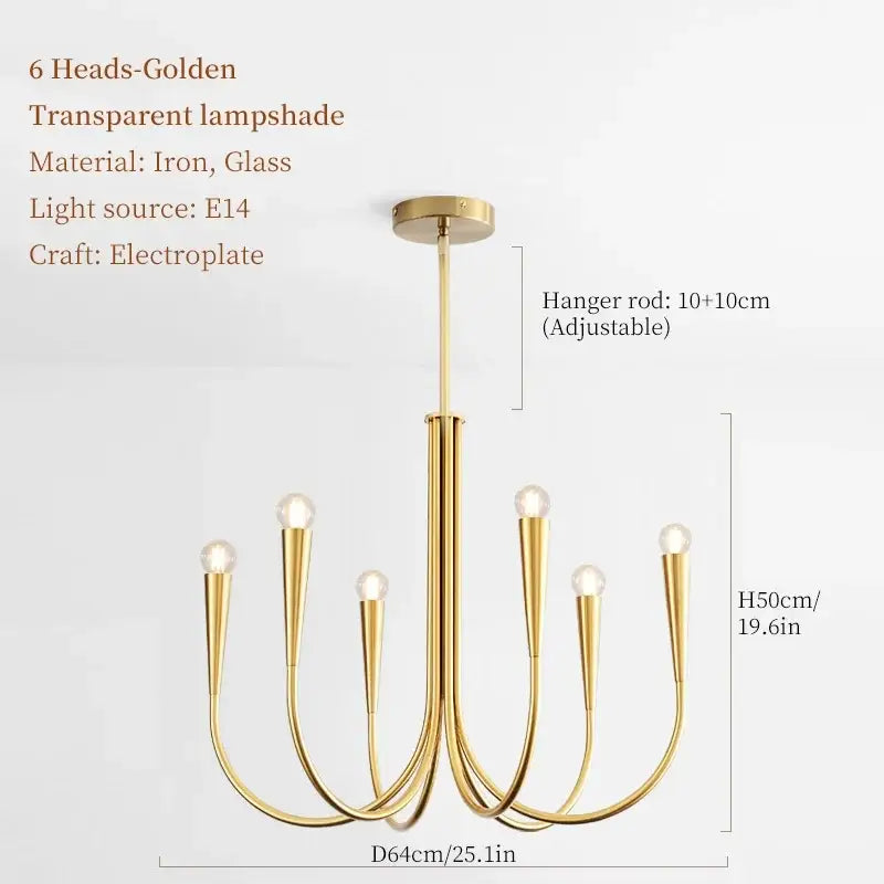 french candle led chandelier black & gold kitchen light