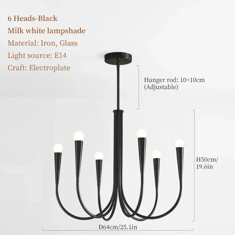french candle led chandelier black & gold kitchen light