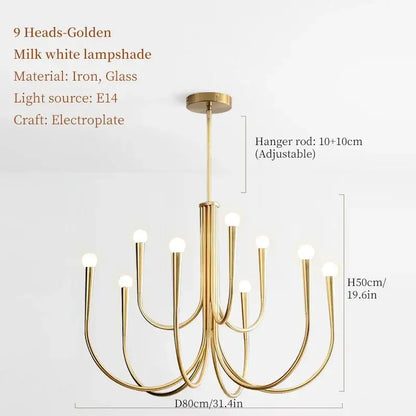 french candle led chandelier black & gold kitchen light