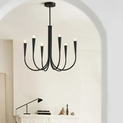 french candle led chandelier black & gold kitchen light