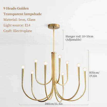 french candle led chandelier black & gold kitchen light