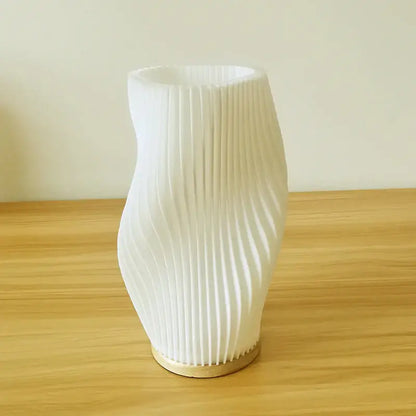 French cream pleated desk lamp for bedroom with wooden base