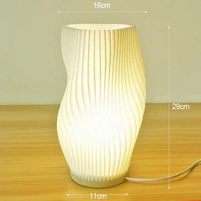 French cream pleated desk lamp for bedroom with wooden base