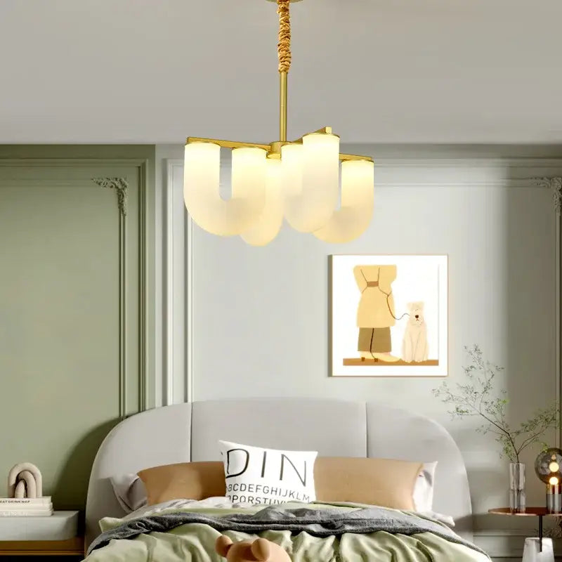 french cream u-shaped floor lamp living room led light