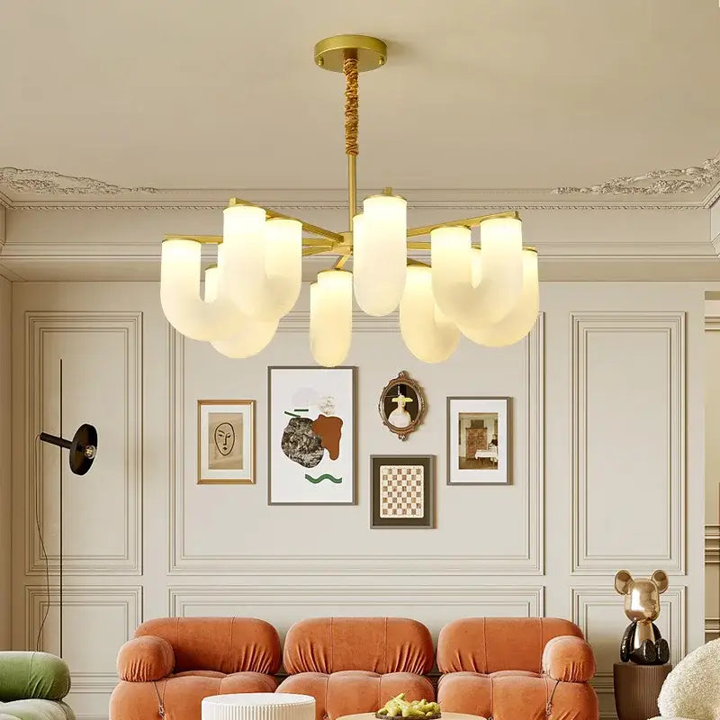 french cream u-shaped floor lamp living room led light