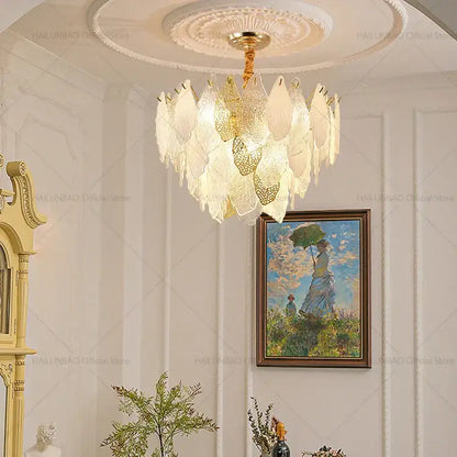 french crystal chandelier gold leaf living room light