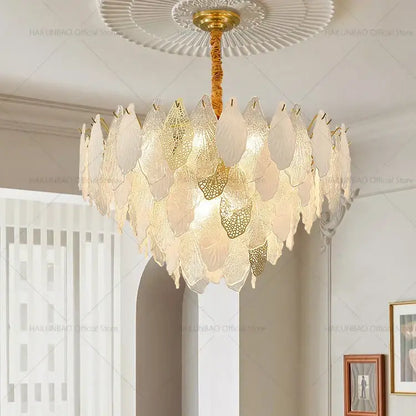 french crystal chandelier gold leaf living room light
