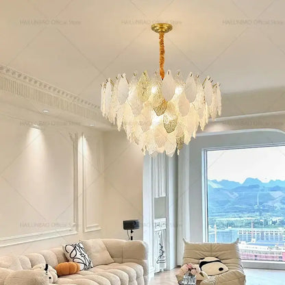 french crystal chandelier gold leaf living room light