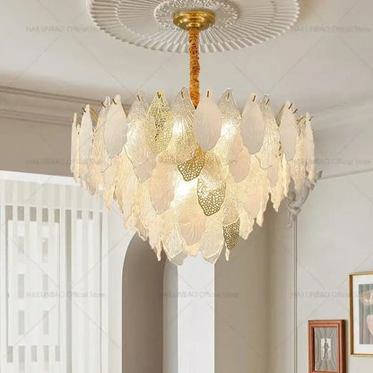 french crystal chandelier gold leaf living room light
