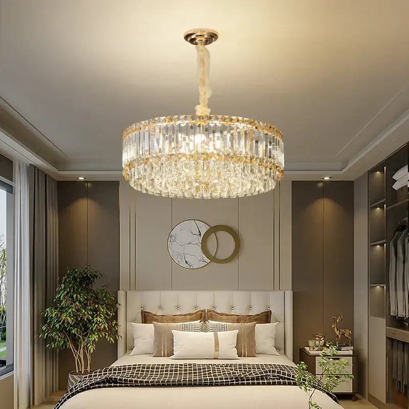 french crystal chandelier living room gold two tier light