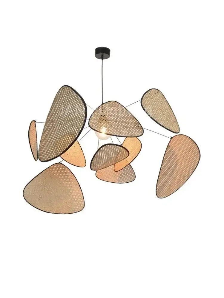 French design natural & tan rattan chandelier dining room pendant light