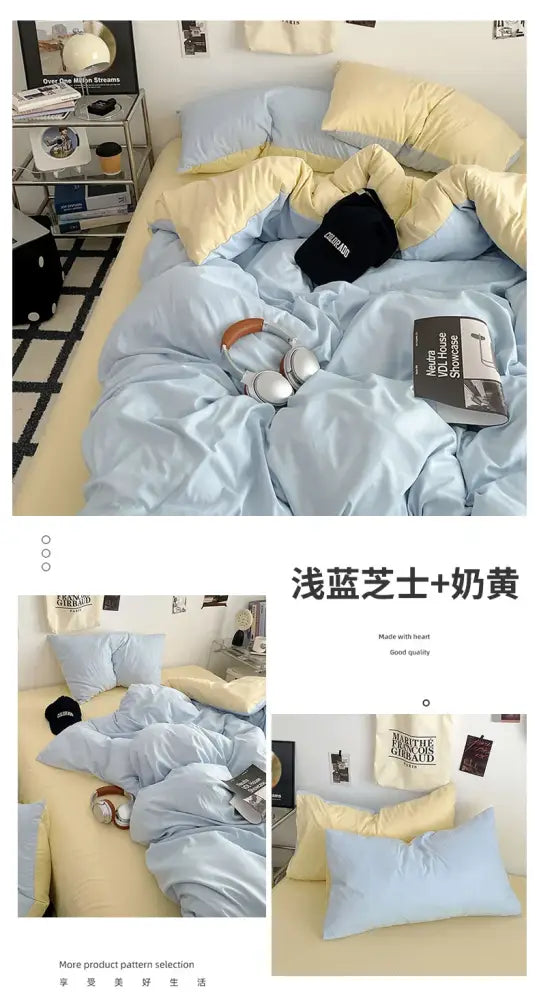 Orange & cream solid color quilt set – bedroom plush comforter