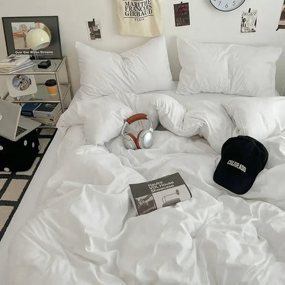 Orange & cream solid color quilt set – bedroom plush comforter