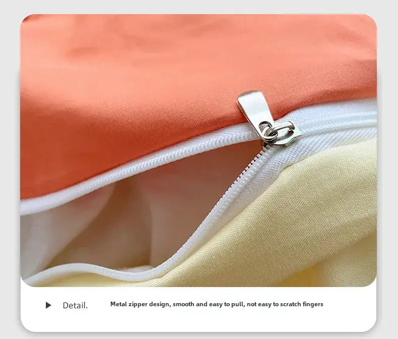 Orange & cream solid color quilt set – bedroom plush comforter