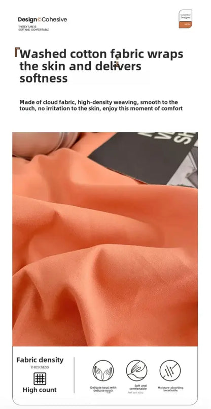 Orange & cream solid color quilt set – bedroom plush comforter