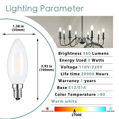 frosted led candle light bulbs dining room warm white 10 pack