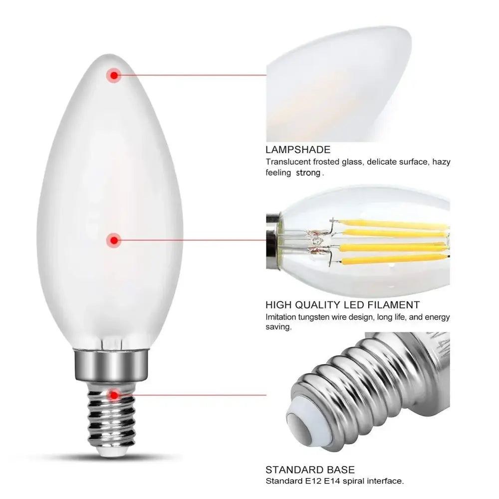 frosted led candle light bulbs dining room warm white 10 pack