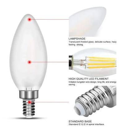 frosted led candle light bulbs dining room warm white 10 pack