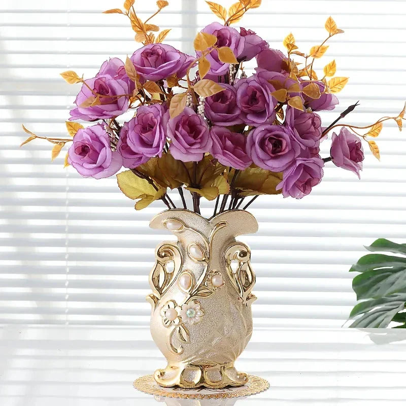 DecorBites™ Frosted Porcelain Flower Vase for Home Decor