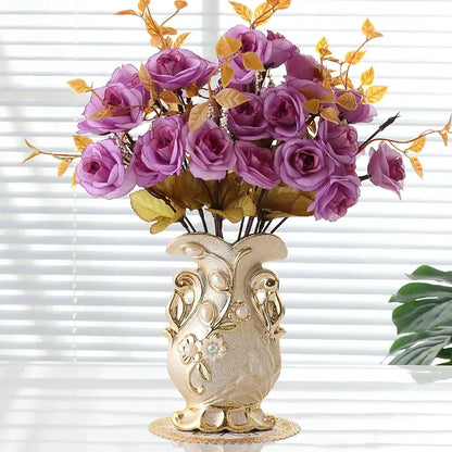 DecorBites™ Frosted Porcelain Flower Vase for Home Decor