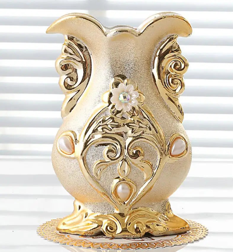 DecorBites™ Frosted Porcelain Flower Vase for Home Decor