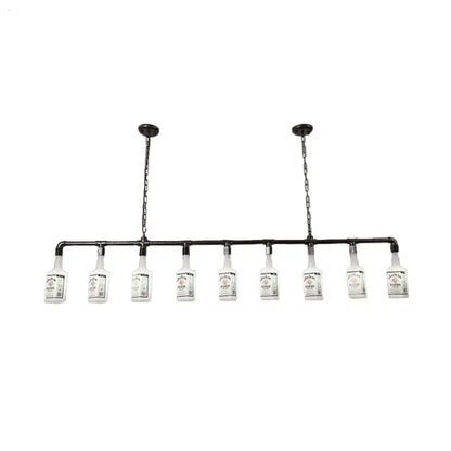 Loft black wine bottle frosted white glass pendant – restaurant light