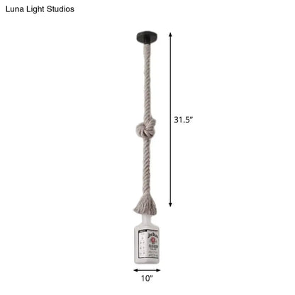 Loft black wine bottle frosted white glass pendant – restaurant light