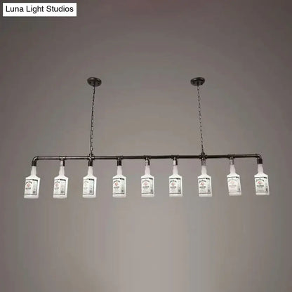 Loft black wine bottle frosted white glass pendant – restaurant light