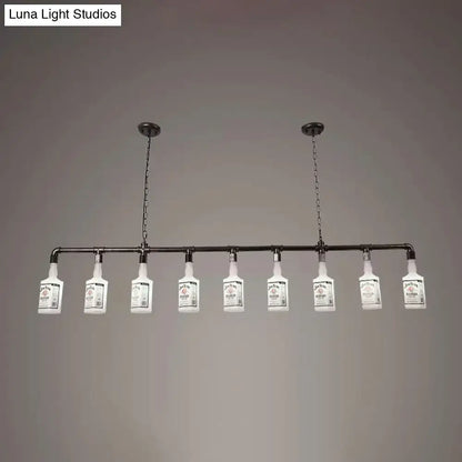 Loft black wine bottle frosted white glass pendant – restaurant light