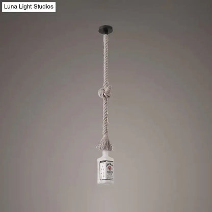 Loft black wine bottle frosted white glass pendant – restaurant light