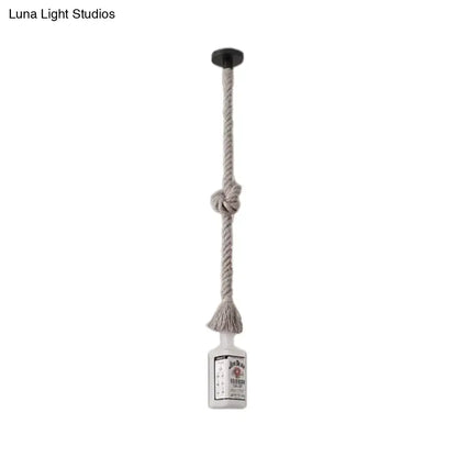 Loft black wine bottle frosted white glass pendant – restaurant light